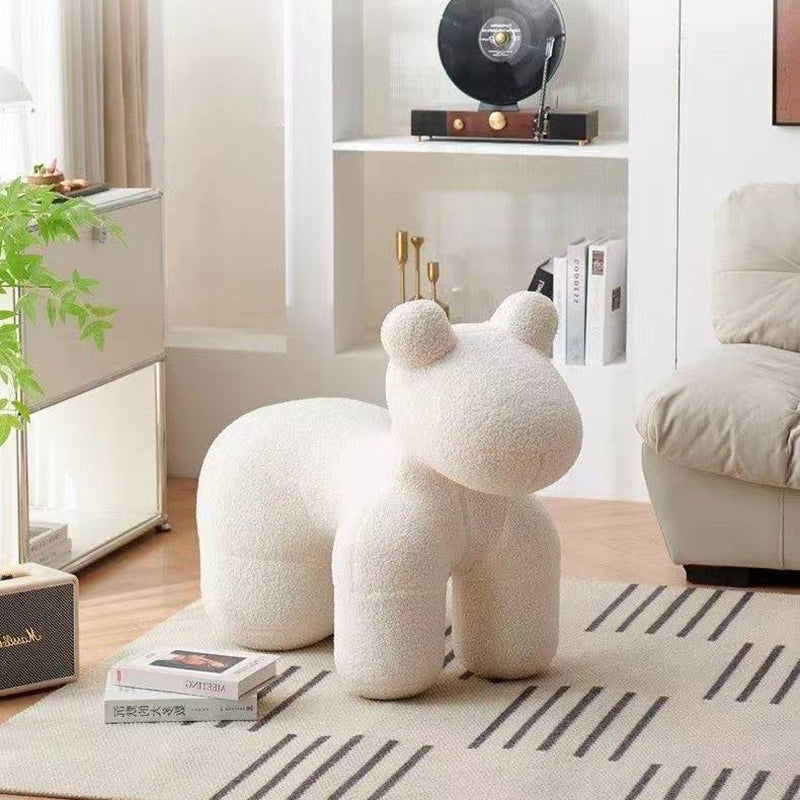 Modern Minimalist Pony-Shaped Sherpa Fabric Sponge Kid Accent Chair Durable For Living Room