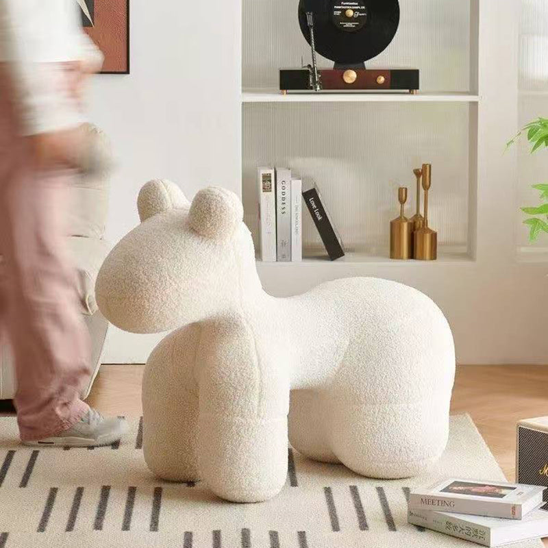 Modern Minimalist Pony-Shaped Sherpa Fabric Sponge Kid Accent Chair Durable For Living Room