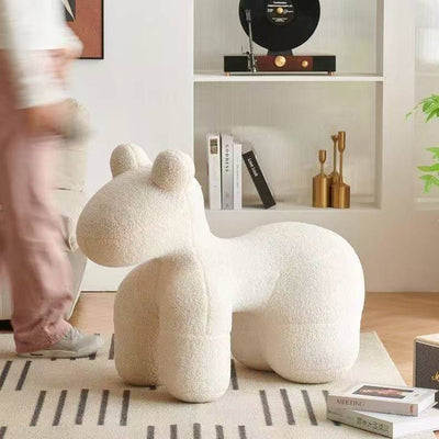 Modern Minimalist Pony-Shaped Lambswool Sponge Kid Accent Chair Durable For Living Room