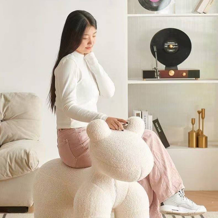 Modern Minimalist Pony-Shaped Sherpa Fabric Sponge Kid Accent Chair Durable For Living Room