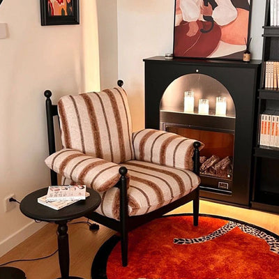 Modern Minimalist Curved Solid Wood Velvet Cotton Accent Chair Backrest Armrest Durable For Living Room