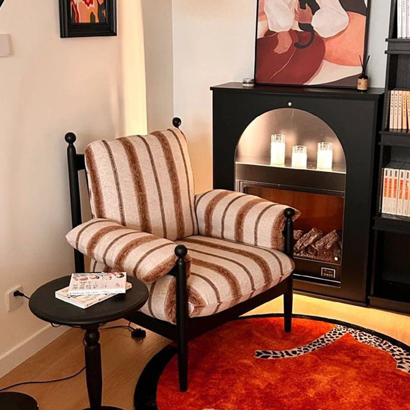 Modern Minimalist Curved Solid Wood Velvet Cotton Accent Chair Backrest Armrest Durable For Living Room