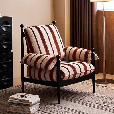 Modern Minimalist Curved Solid Wood Velvet Cotton Accent Chair Backrest Armrest Durable For Living Room