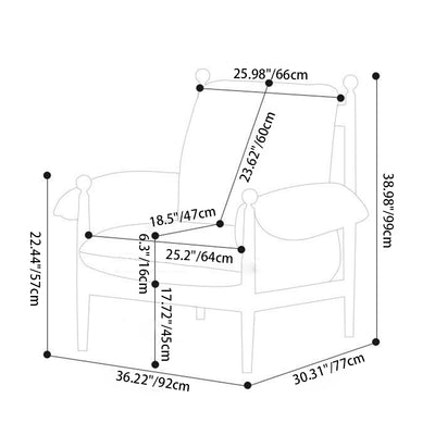 Modern Minimalist Curved Solid Wood Velvet Cotton Accent Chair Backrest Armrest Durable For Living Room