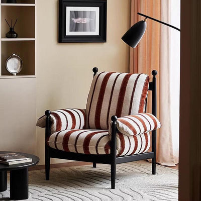 Modern Minimalist Curved Solid Wood Velvet Cotton Accent Chair Backrest Armrest Durable For Living Room