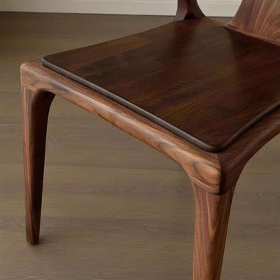 Modern Minimalist Curved Solid Wood Dining Chair Sturdy Backrest Armrest For Dining Room