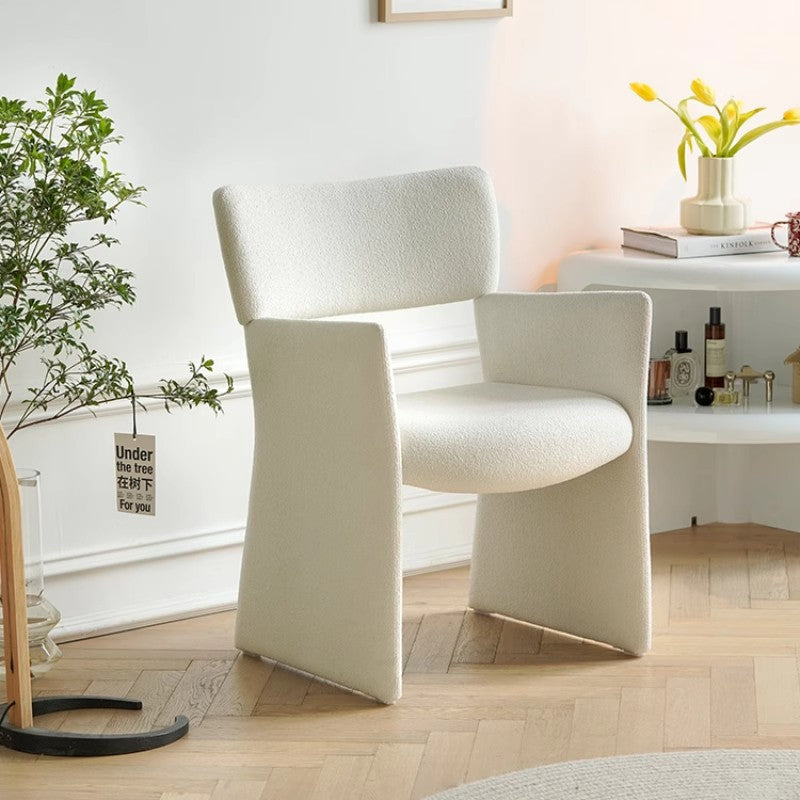 Modern Minimalist Curved Teddy Velvet Multi-Layer Board Sponge Dining Chair Backrest Armrest For Dining Room