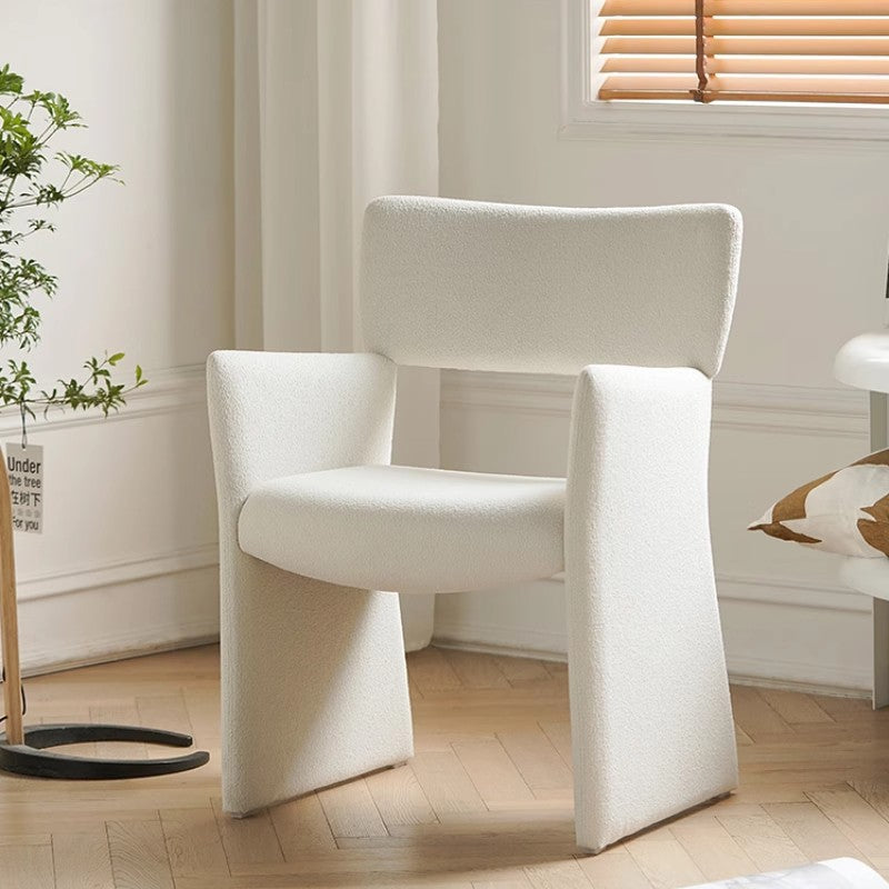 Modern Minimalist Curved Teddy Velvet Multi-Layer Board Sponge Dining Chair Backrest Armrest For Dining Room