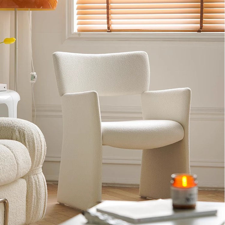 Modern Minimalist Curved Teddy Velvet Multi-Layer Board Sponge Dining Chair Backrest Armrest For Dining Room