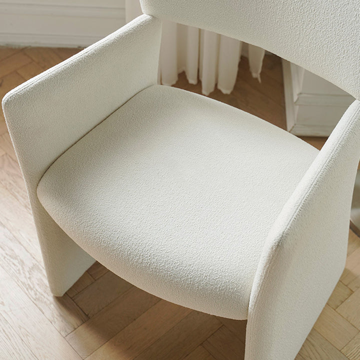 Modern Minimalist Curved Teddy Velvet Multi-Layer Board Sponge Dining Chair Backrest Armrest For Dining Room