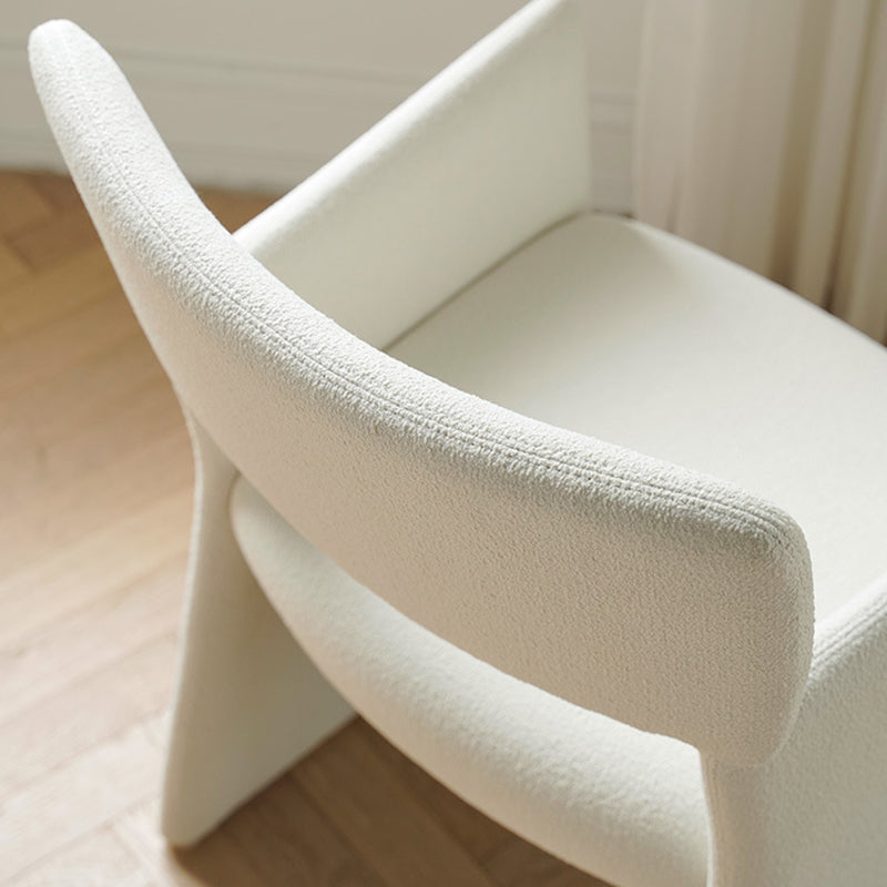 Modern Minimalist Curved Teddy Velvet Multi-Layer Board Sponge Dining Chair Backrest Armrest For Dining Room