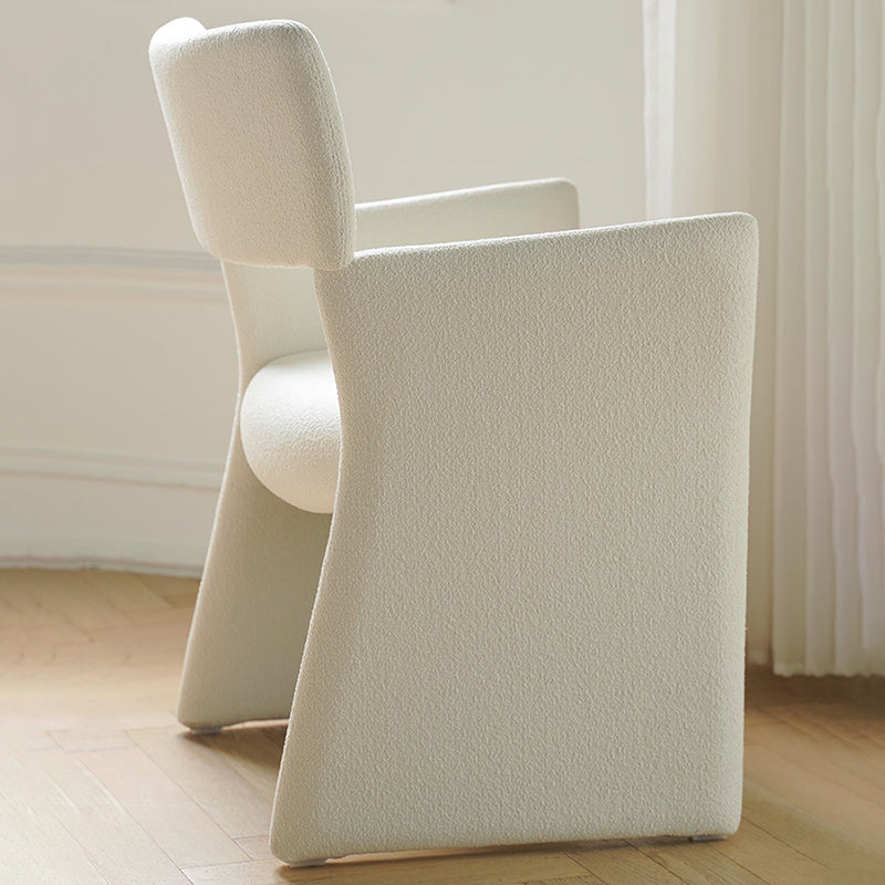 Modern Minimalist Curved Teddy Velvet Multi-Layer Board Sponge Dining Chair Backrest Armrest For Dining Room