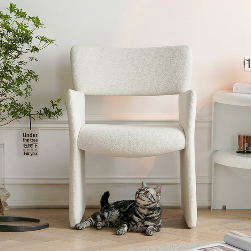 Modern Minimalist Curved Teddy Velvet Multi-Layer Board Sponge Dining Chair Backrest Armrest For Dining Room