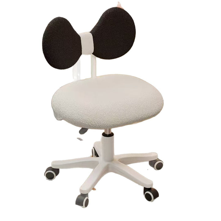 Modern Minimalist Butterfly-Shaped Wooden Board Sherpa Fabric Sponge Plastic Vanity Stool Backrest Movable For Bedroom