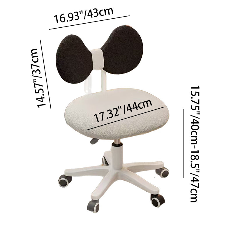 Modern Minimalist Butterfly-Shaped Wooden Board Sherpa Fabric Sponge Plastic Vanity Stool Backrest Movable For Bedroom