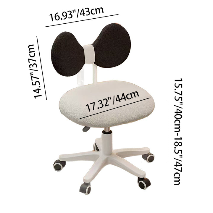 Modern Minimalist Butterfly-Shaped Wooden Board Sherpa Fabric Sponge Plastic Vanity Stool Backrest Movable For Bedroom