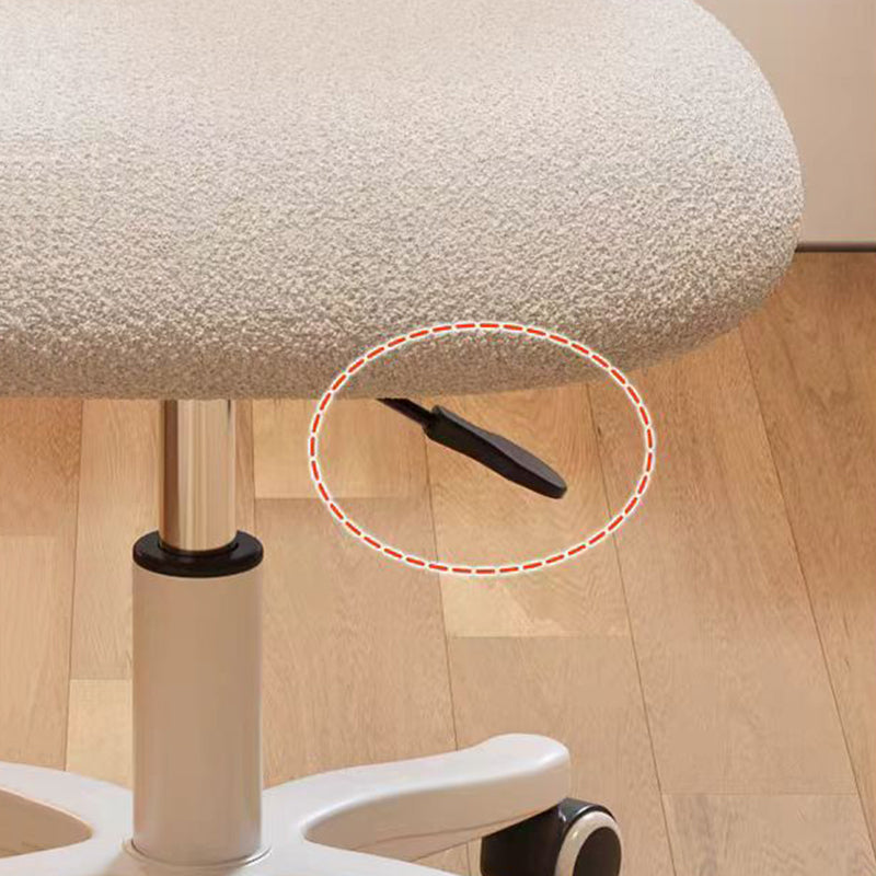 Modern Minimalist Butterfly-Shaped Wooden Board Sherpa Fabric Sponge Plastic Vanity Stool Backrest Movable For Bedroom