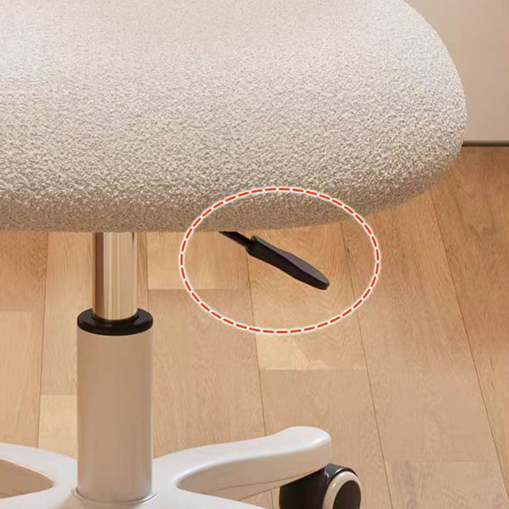 Modern Minimalist Butterfly-Shaped Wooden Board Sherpa Fabric Sponge Plastic Vanity Stool Backrest Movable For Bedroom
