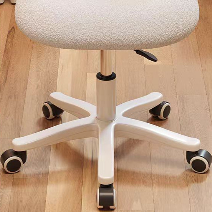Modern Minimalist Butterfly-Shaped Wooden Board Sherpa Fabric Sponge Plastic Vanity Stool Backrest Movable For Bedroom