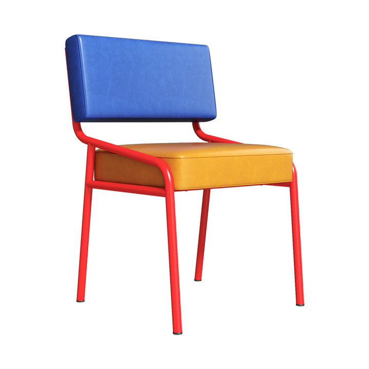 Traditional Vintage Rectangular Seat Cushion Carbon Steel Oil-Waxed Leather Sponge Dining Chair Backrest For Dining Room