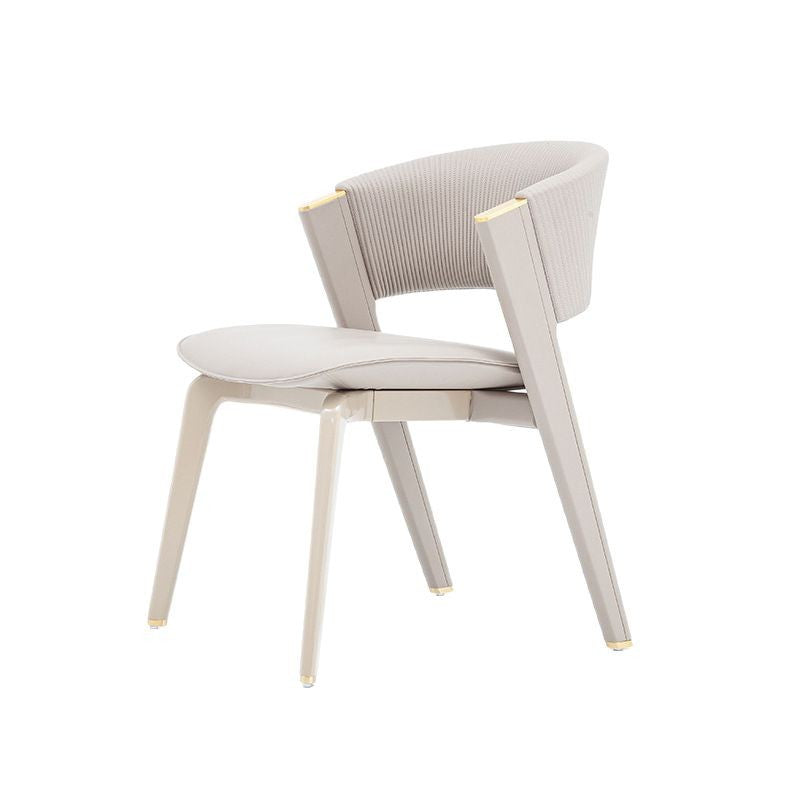 Moderner minimalistischer gebogener PU-Leder Massivholz Schwamm Edelstahl Esszimmerstuhl Rückenlehne für Esszimmer 
