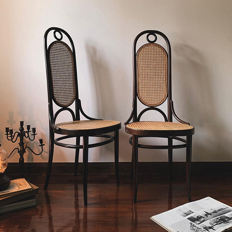 Modern Minimalist Oval Faux Rattan Metal Dining Chair Backrest For Dining Room