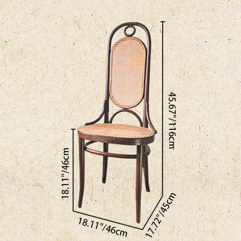 Modern Minimalist Oval Faux Rattan Metal Dining Chair Backrest For Dining Room