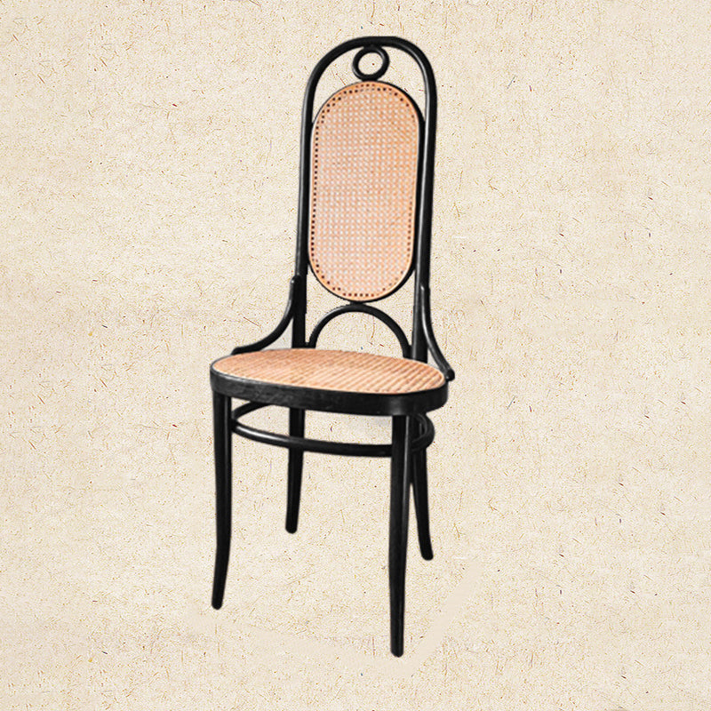 Modern Minimalist Oval Faux Rattan Metal Dining Chair Backrest For Dining Room