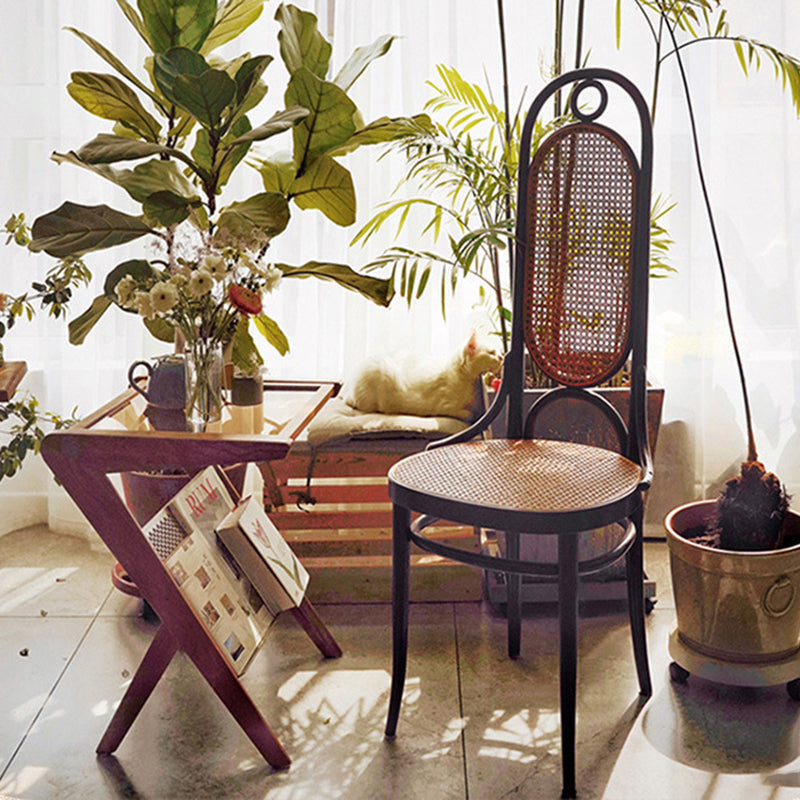 Modern Minimalist Oval Faux Rattan Metal Dining Chair Backrest For Dining Room