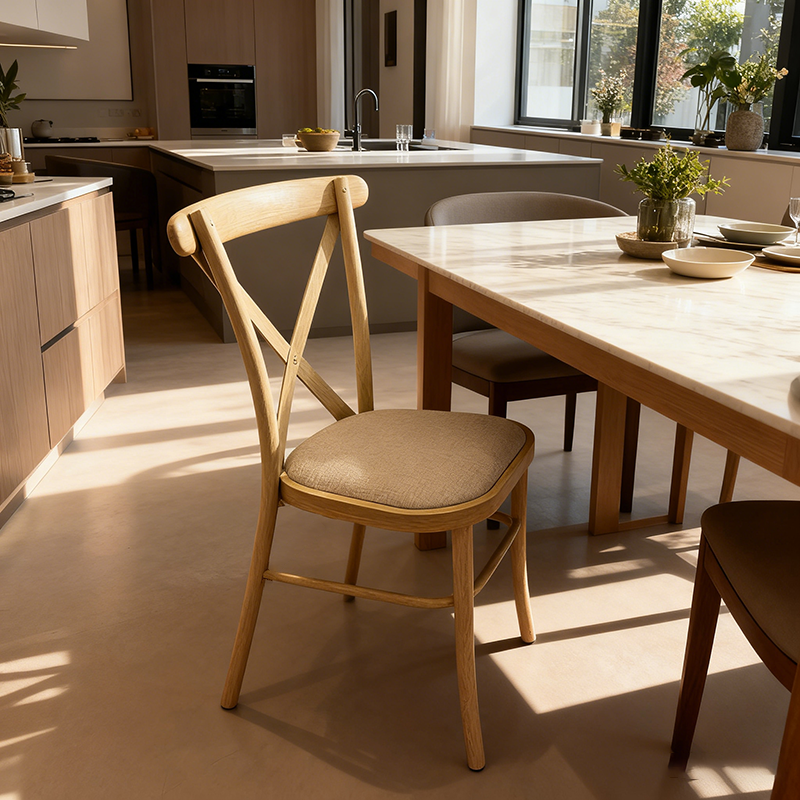 Modern Minimalist Curved PU Leather Wooden Board Sponge Dining Chair Backrest For Dining Room