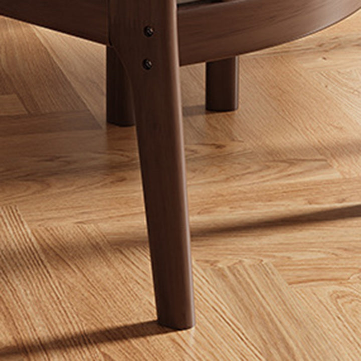 Moderner minimalistischer rechteckiger Esszimmerstuhl aus Kautschukholz mit Kunstfaserbezug und Schwammpolsterung, mit Rückenlehne und Armlehnen, für das Esszimmer 