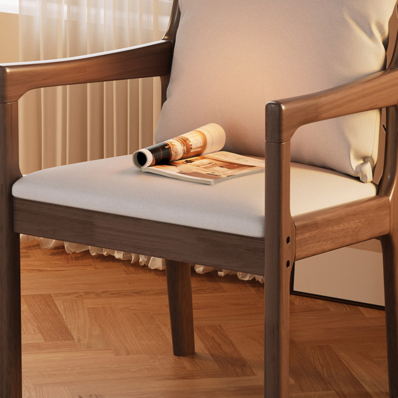 Moderner minimalistischer rechteckiger Esszimmerstuhl aus Kautschukholz mit Kunstfaserbezug und Schwammpolsterung, mit Rückenlehne und Armlehnen, für das Esszimmer 