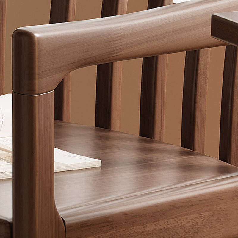 Moderner minimalistischer rechteckiger Esszimmerstuhl aus Kautschukholz mit Kunstfaserbezug und Schwammpolsterung, mit Rückenlehne und Armlehnen, für das Esszimmer 