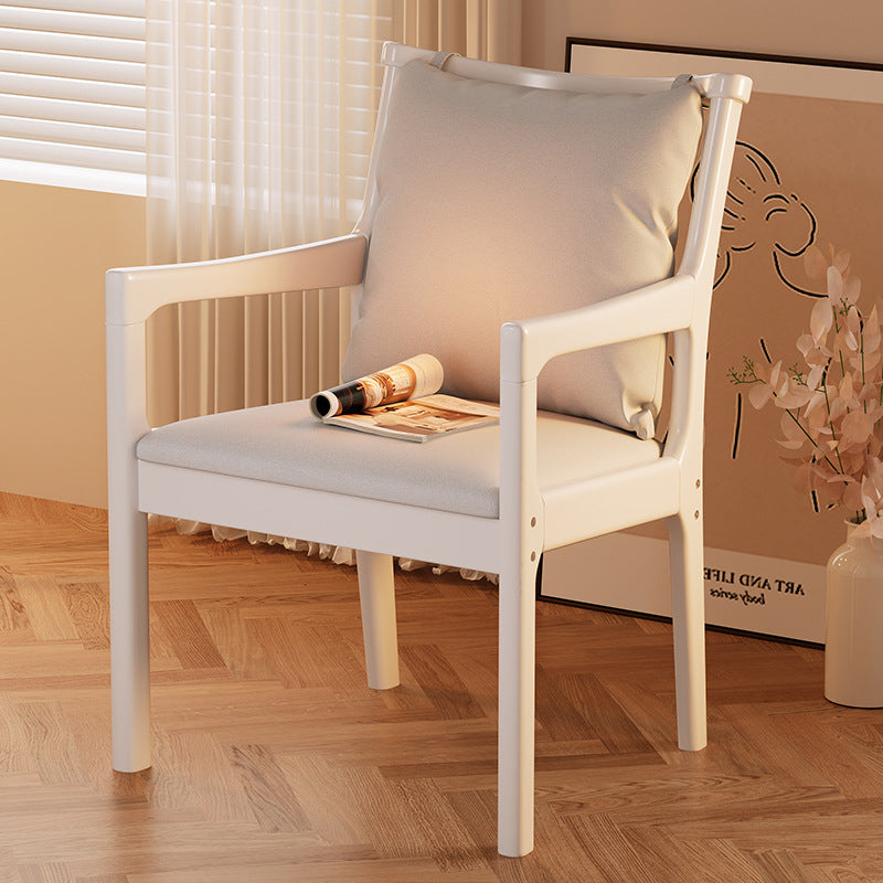 Moderner minimalistischer rechteckiger Esszimmerstuhl aus Kautschukholz mit Kunstfaserbezug und Schwammpolsterung, mit Rückenlehne und Armlehnen, für das Esszimmer 