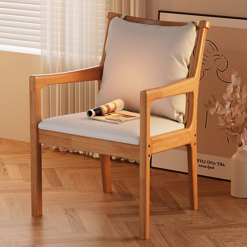 Moderner minimalistischer rechteckiger Esszimmerstuhl aus Kautschukholz mit Kunstfaserbezug und Schwammpolsterung, mit Rückenlehne und Armlehnen, für das Esszimmer 