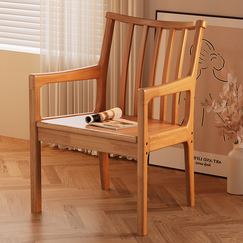 Moderner minimalistischer rechteckiger Esszimmerstuhl aus Kautschukholz mit Kunstfaserbezug und Schwammpolsterung, mit Rückenlehne und Armlehnen, für das Esszimmer 