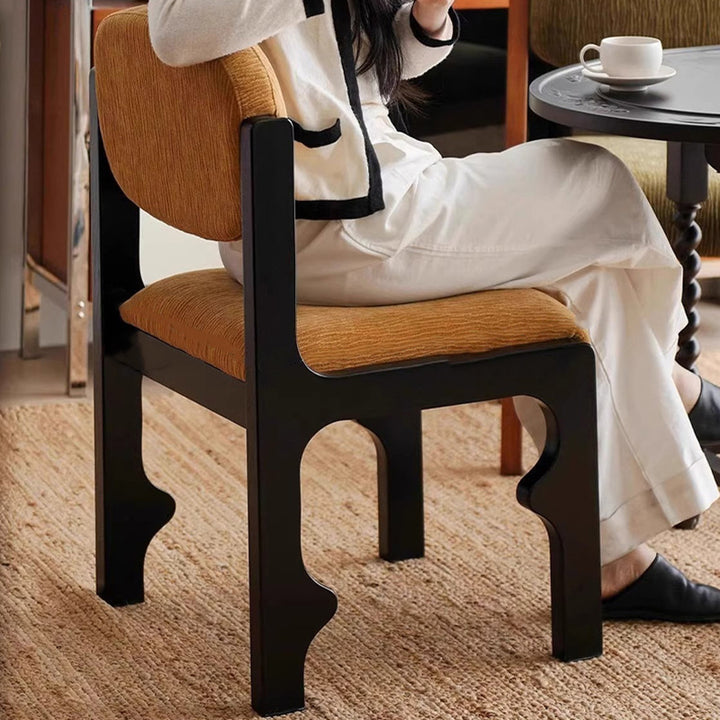 Traditional Vintage Rectangular Cushion Rubberwood Chenille Sponge Dining Chair Backrest For Dining Room