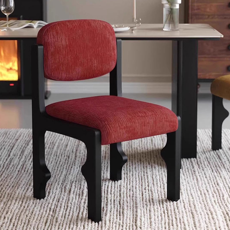 Traditional Vintage Rectangular Cushion Rubberwood Chenille Sponge Dining Chair Backrest For Dining Room