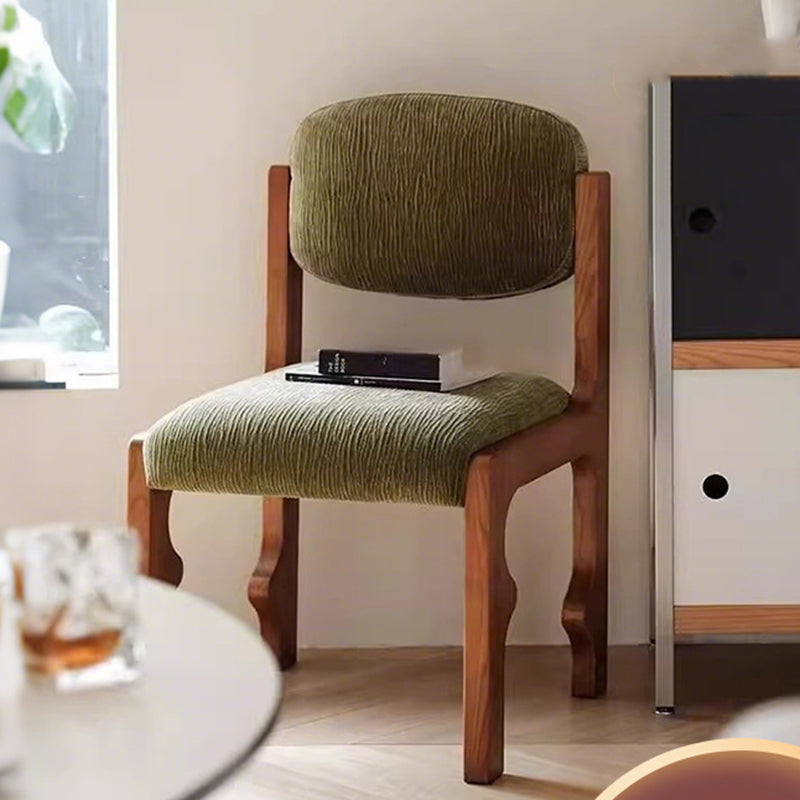 Traditional Vintage Rectangular Cushion Rubberwood Chenille Sponge Dining Chair Backrest For Dining Room