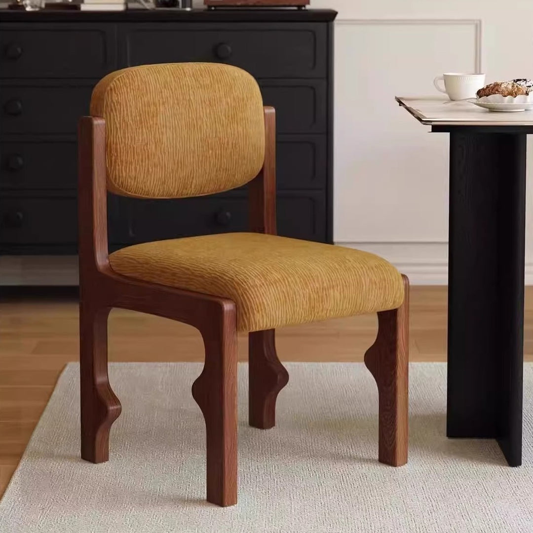 Traditional Vintage Rectangular Cushion Rubberwood Chenille Sponge Dining Chair Backrest For Dining Room