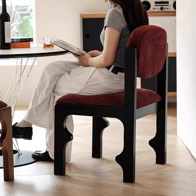 Traditional Vintage Rectangular Cushion Rubberwood Chenille Sponge Dining Chair Backrest For Dining Room