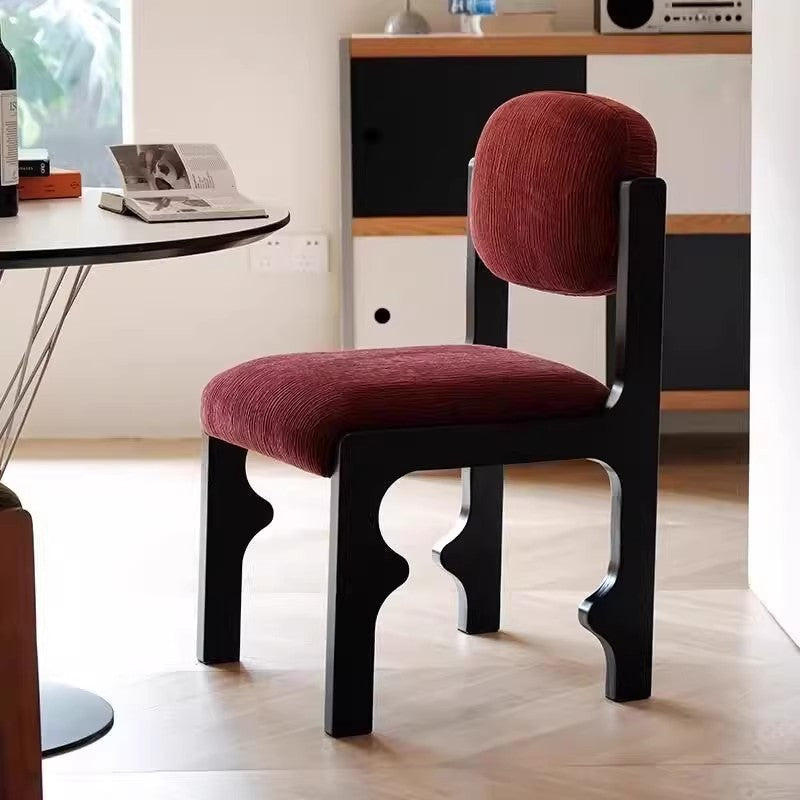 Traditional Vintage Rectangular Cushion Rubberwood Chenille Sponge Dining Chair Backrest For Dining Room