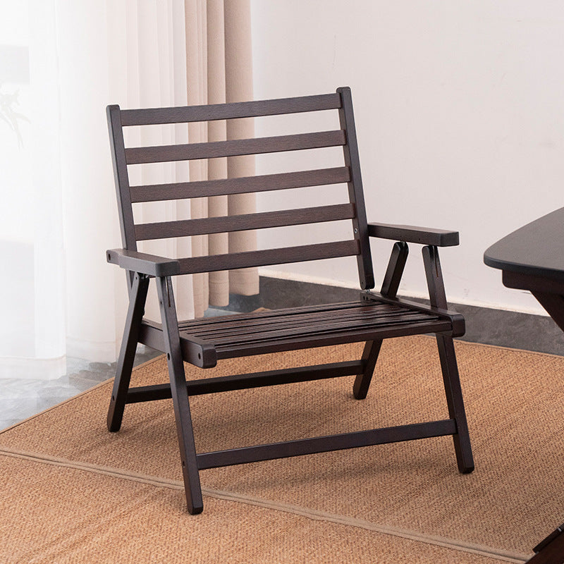 Modern Minimalist Rectangular Seating Bamboo Dining Chair Backrest Armrest Foldable For Dining Room