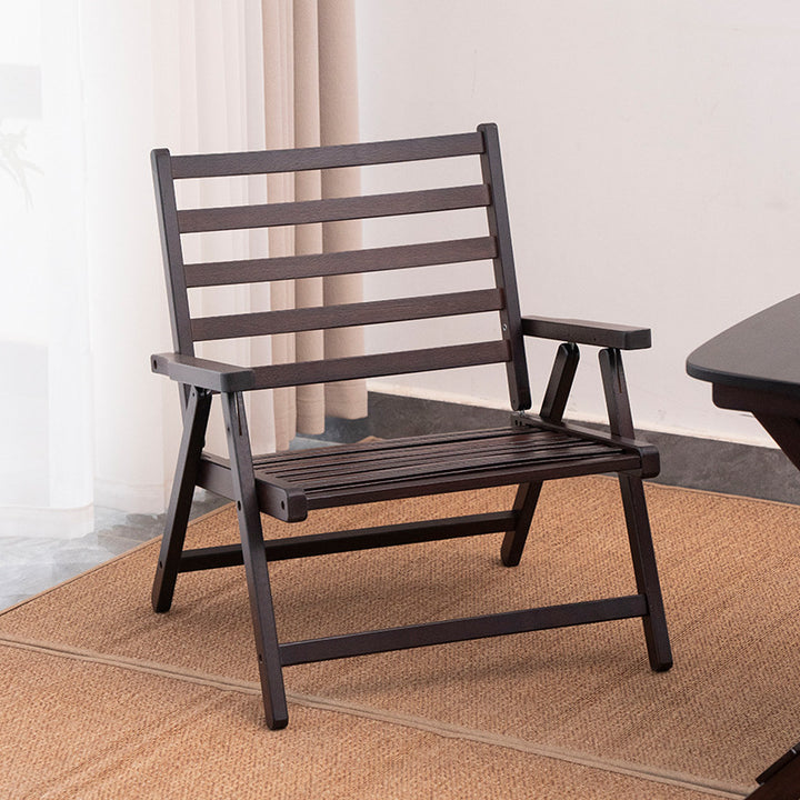 Modern Minimalist Rectangular Seating Bamboo Dining Chair Backrest Armrest Foldable For Dining Room