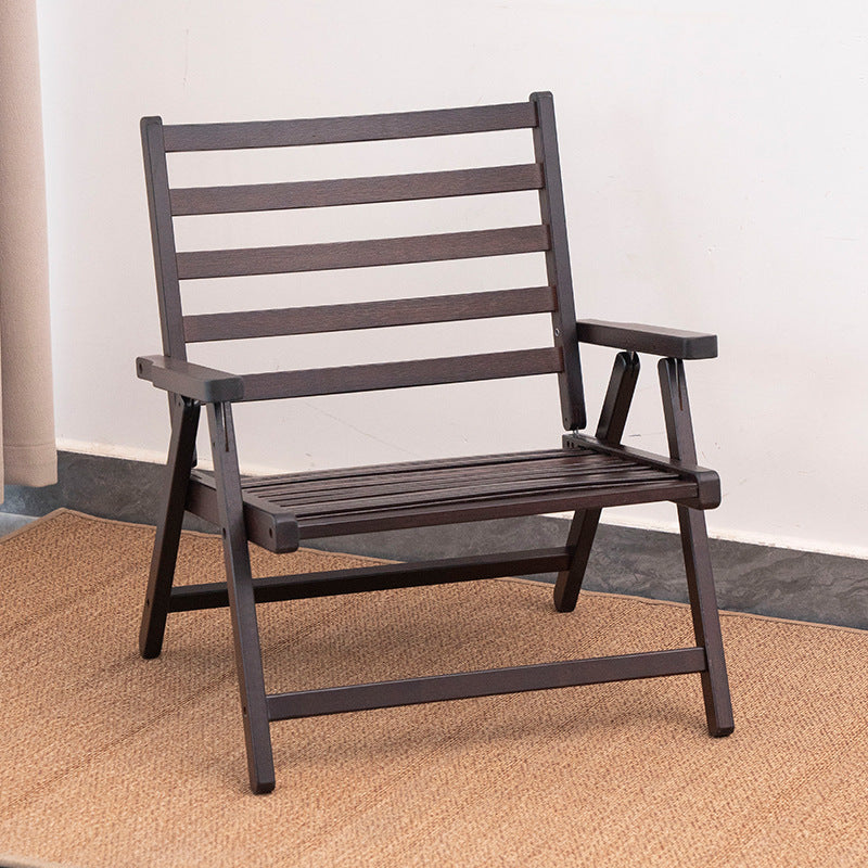 Modern Minimalist Rectangular Seating Bamboo Dining Chair Backrest Armrest Foldable For Dining Room