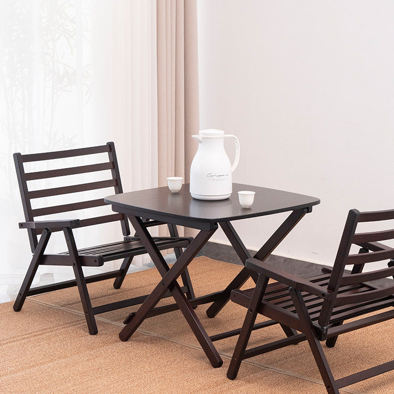Modern Minimalist Rectangular Seating Bamboo Dining Chair Backrest Armrest Foldable For Dining Room