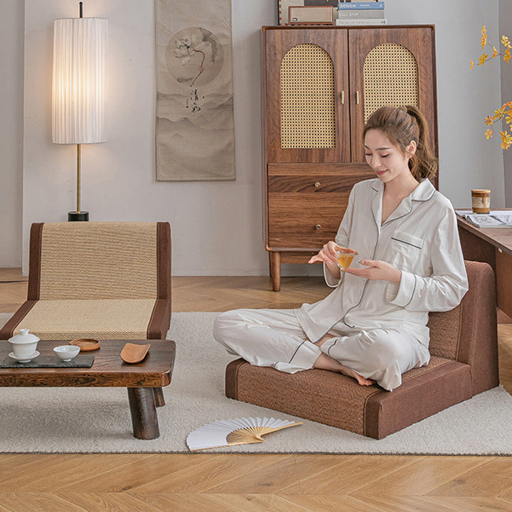 Traditioneller japanischer Tatami-Rechteck-Bambusschwamm-Loungesessel-Rückenlehne für Wohnzimmer 