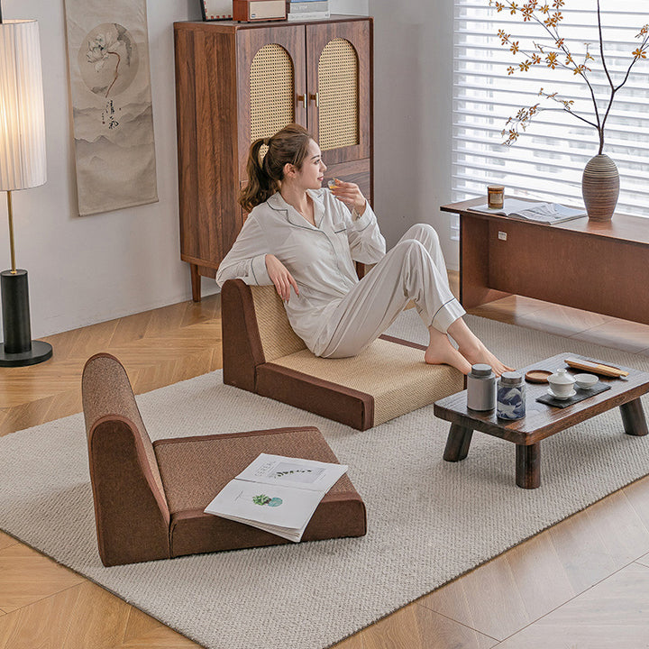 Traditioneller japanischer Tatami-Rechteck-Bambusschwamm-Loungesessel-Rückenlehne für Wohnzimmer 