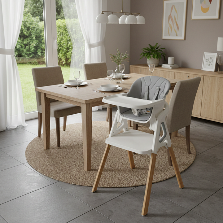 Moderner minimalistischer gebogener Polypropylen-Massivholz-Kinderstuhl mit Rückenlehne und Armlehne für das Esszimmer 