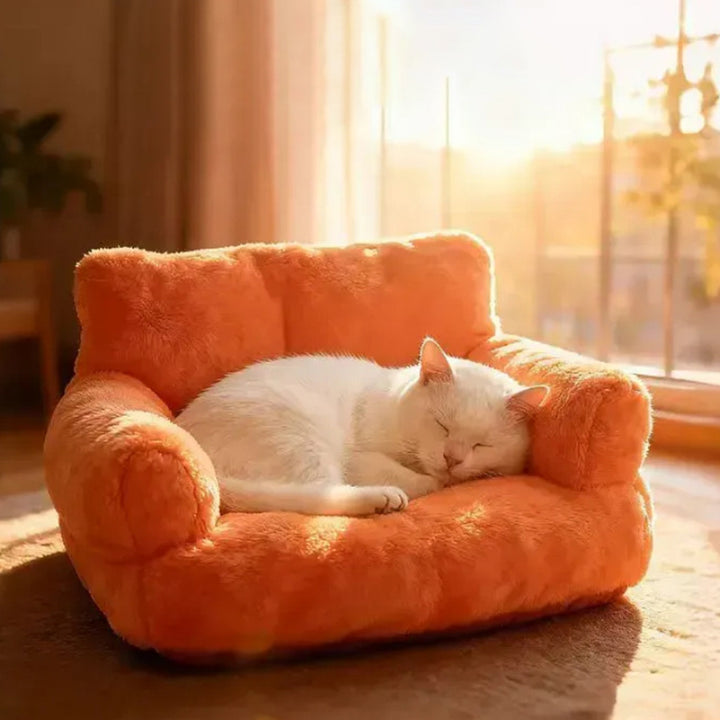 Modern Minimalist Rectangular Faux Rabbit Fur PP Cotton Cat Bed Backrest Armrest For Living Room